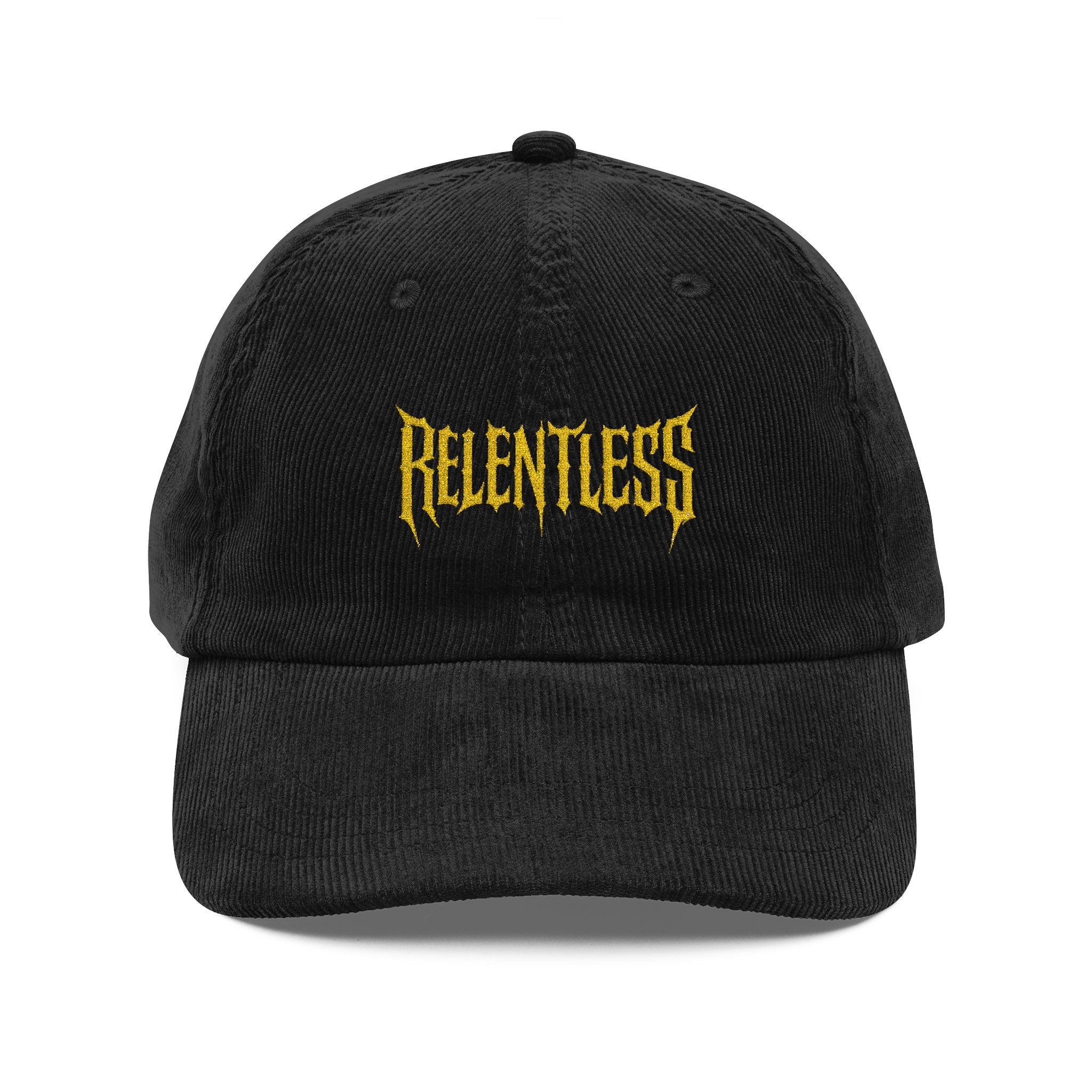 Copy of Relentness Embroidered Corduroy Cap — Vintage Black Dad Hat