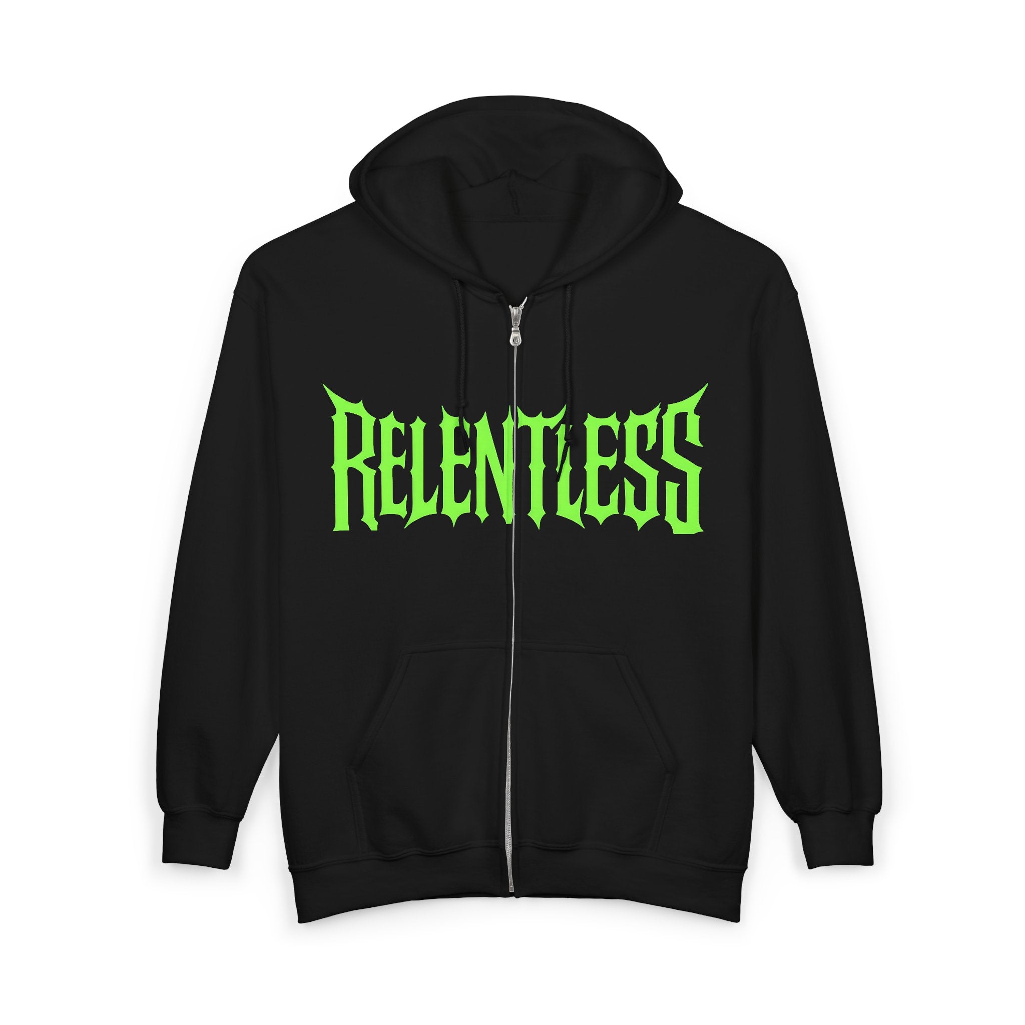 Copy of Relentless Zip Hoodie — Neon Green Gothic Full‑Zip Sweatshirt