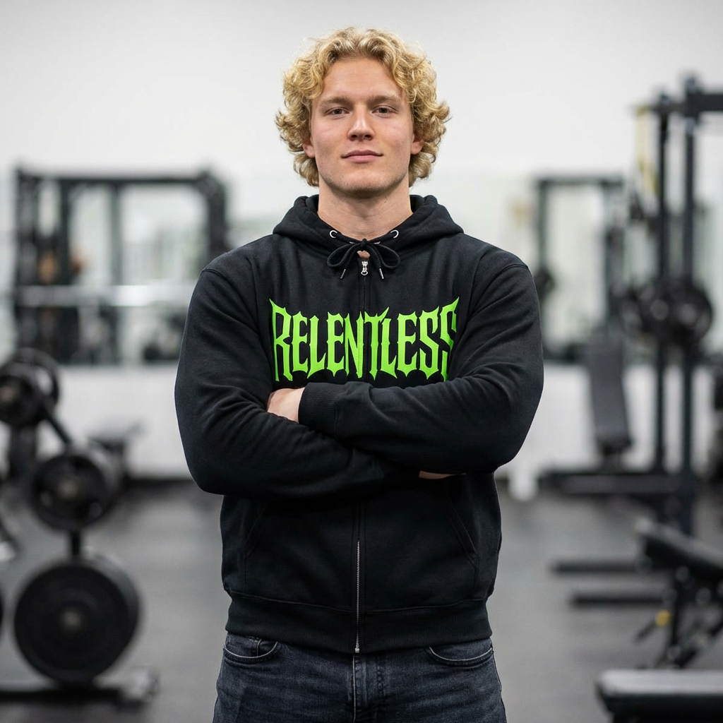 Copy of Relentless Zip Hoodie — Neon Green Gothic Full‑Zip Sweatshirt